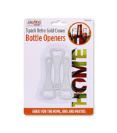 3 PK RETRO GOLD CROWN BOTTLE OPENERS